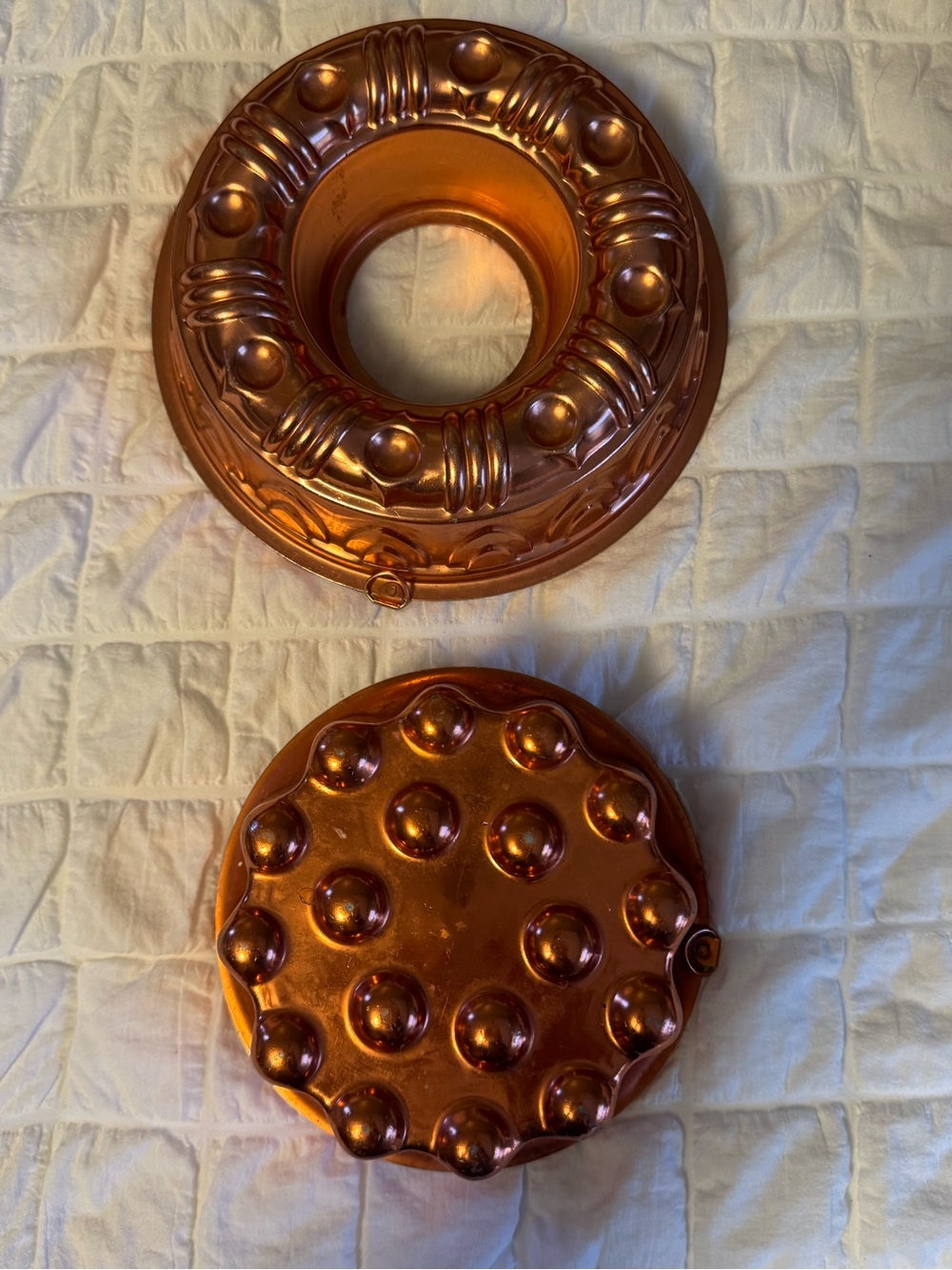 Set of (2) Vintage Copper Tone Jello Molds